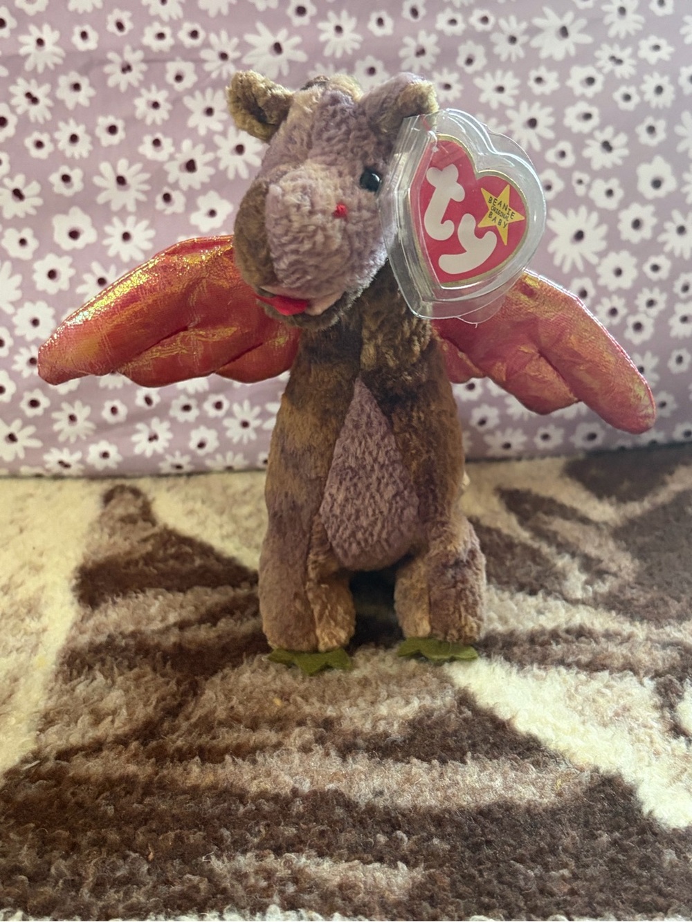 Retired TY Beanie Baby “Scorch” the Dragon tie-dyed MWMT